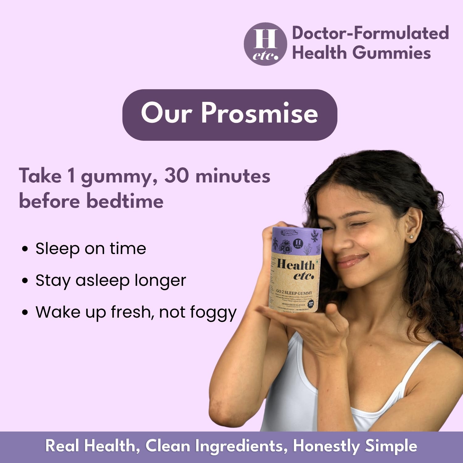 Sleep Health Gummy for bedtime support with one gummy taken 30 minutes before bedtime - Healthetc